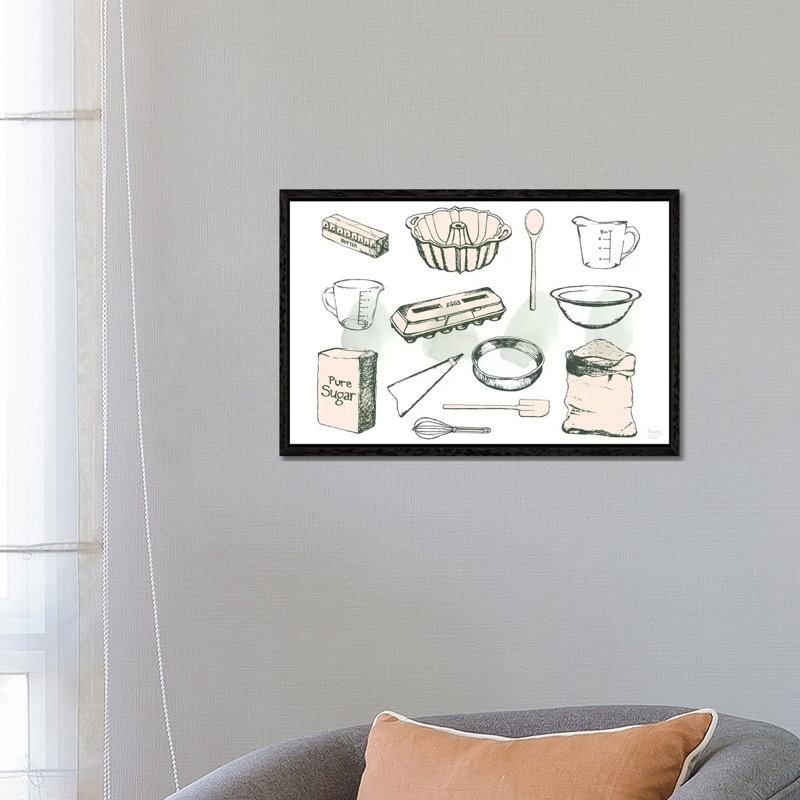 Baking Ingredients - Print on Canvas, Black Floater Framed, 45.72cm H x 66.04cm W x 3.81cm D