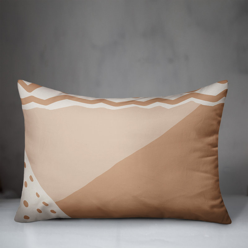Coussin lombaire intérieur / extérieur abstrait, Brun clair