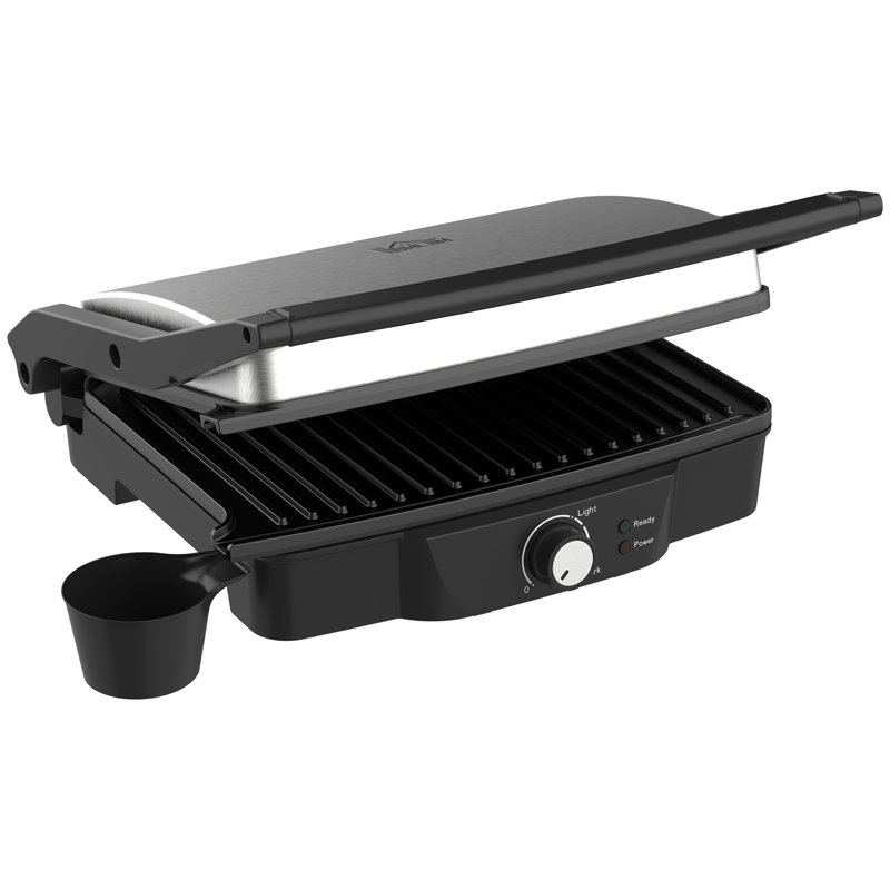 HomCom 13.75'' Non Stick Electric Grill Sandwich Maker with Lid