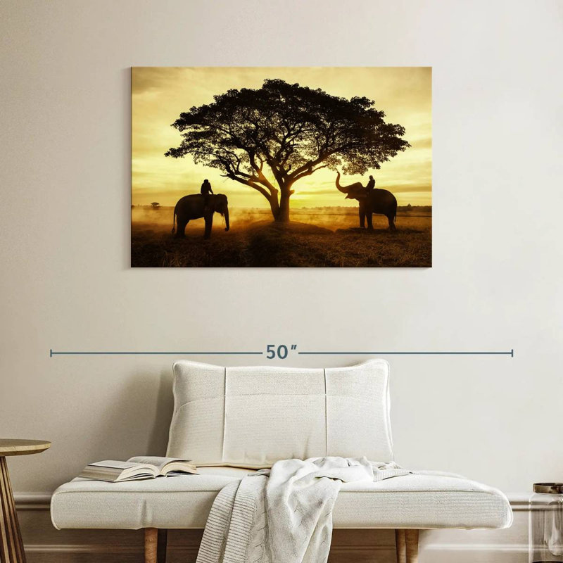 Silhouette d'un couple d'éléphants Brampt, H 26 po x l 39 po