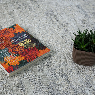 Tapis moderne gris foncé et ivoire Stafford
