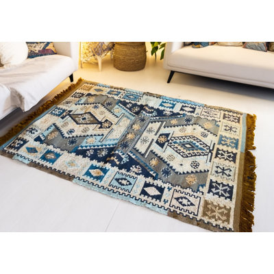 Castra Geometric Wool Hand Woven Kilim Indoor / Outdoor