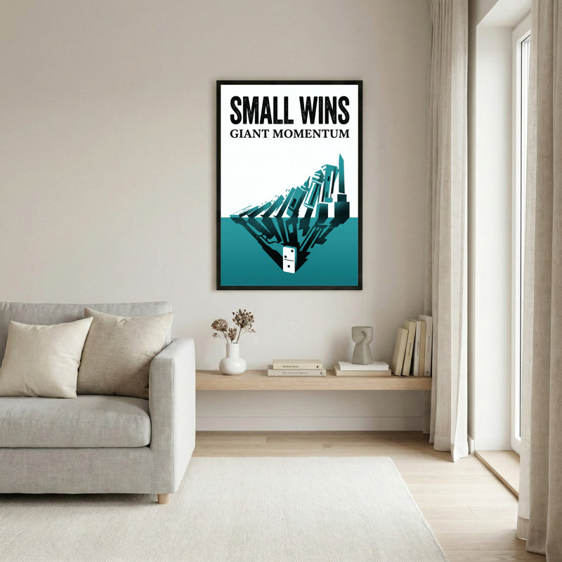 Toile noire encadrée en bois noir pour le salon, la chambre à coucher, le bureau ou le vestibule - décoration murale décorative avec petites victoires