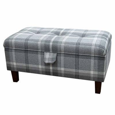 69.85cm Wide Rectangle Plaid Footstool Ottoman with Storage