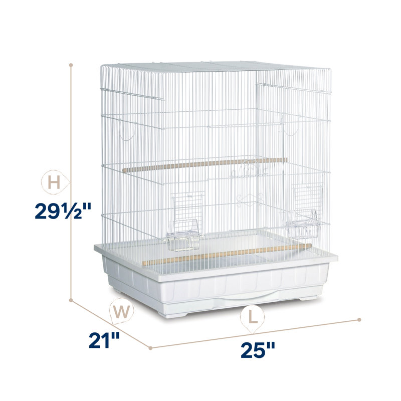 Gemma 29.5'' Flat Top Table Top Bird Cage with Perch, White