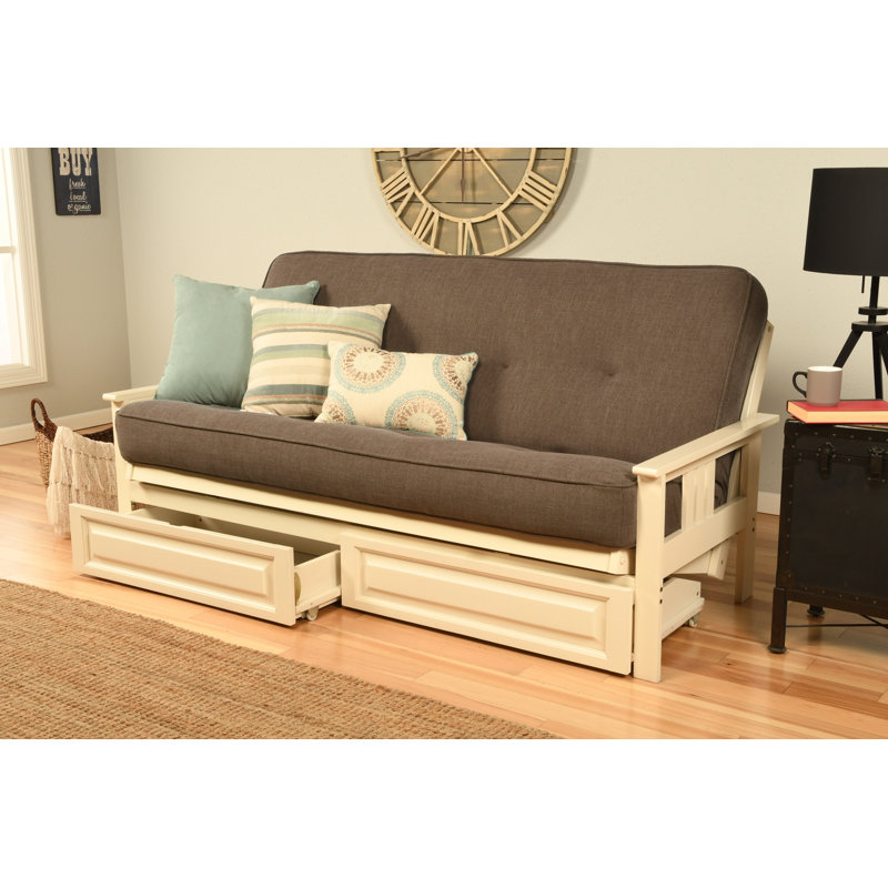 La base de futon pleine grandeur Stratford comprend des tiroirs de rangement et un matelas, Premium Pocket Coil