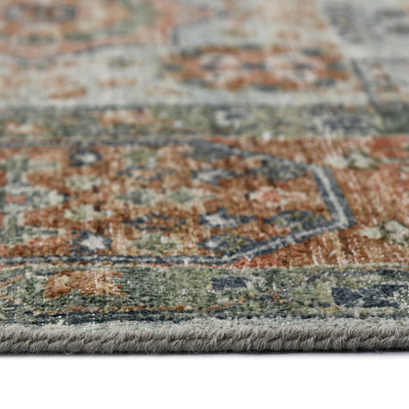 Blue and Brown Hand-Knotted Wool Area Rug, 9' x 12'