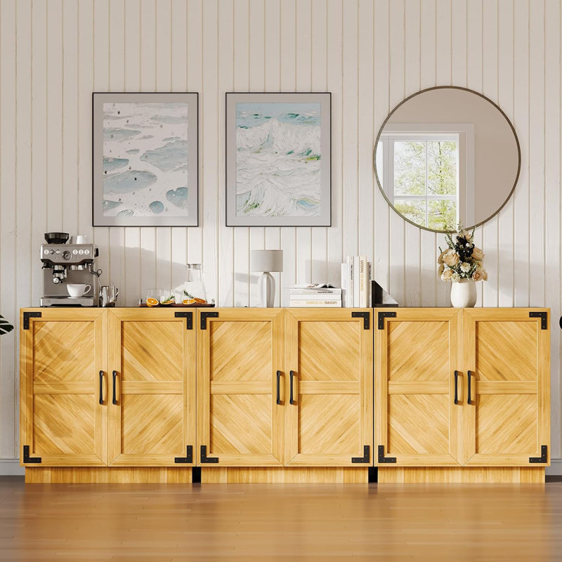 31.5" Farmhouse Sideboard Buffet Cabinet with Storage, Modern Farmhouse Coffee Bar with Doors and Adjustable Shelf, Kitchen Storage Cabinets for Living Room Dining Room