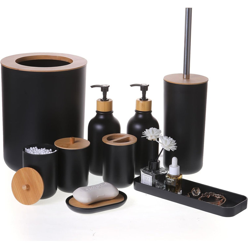 Matte Black Bathroom Accessory Set