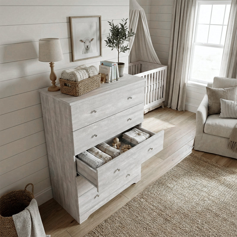 Commode 5 tiroirs Blaklee, Chêne gris cendré