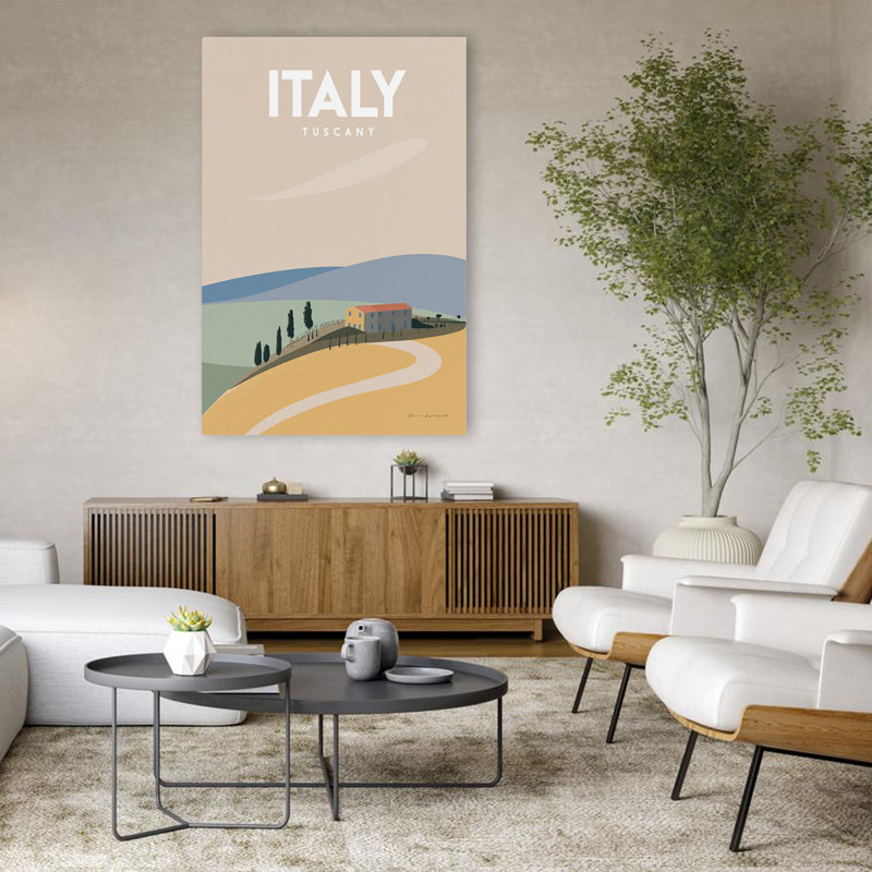 Italie - aventure, construction bleue, art européen, H 48 po x l 32 po