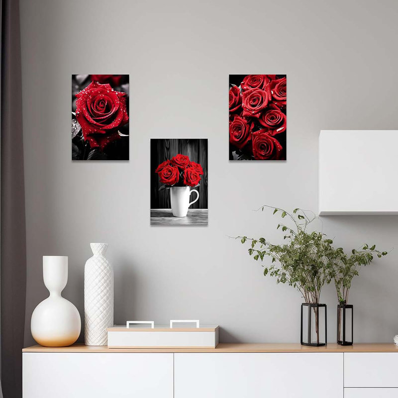 3 Piece Wrapped Canvas Print, 40 cm H x 90 cm W