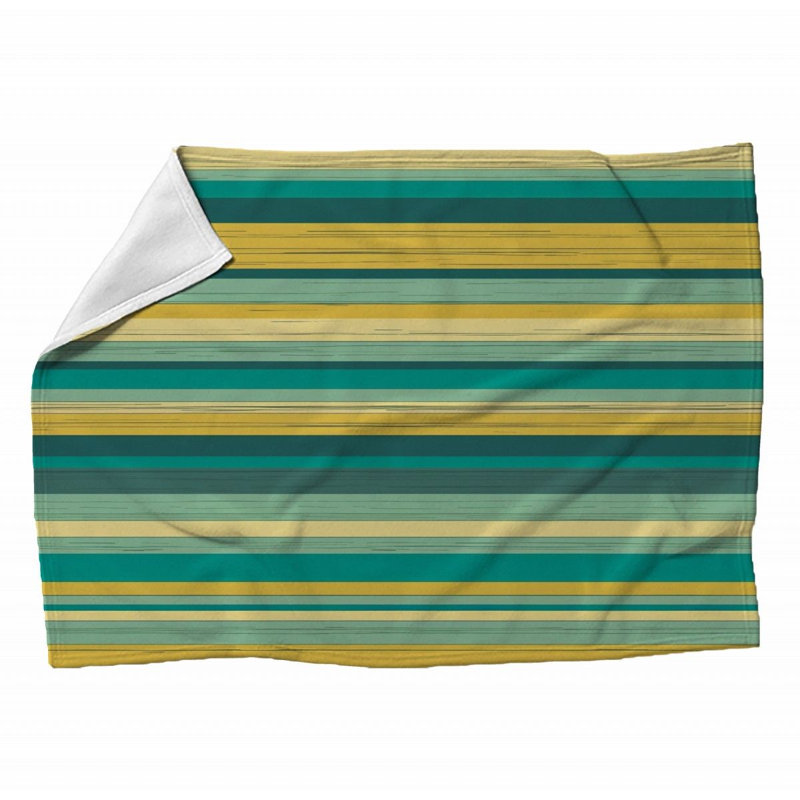Checkered Fleece Blanket, Throw, Striped, Turquoise/Yellow