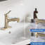 Robinet de salle de bain contemporain contemporain - Bouchon rétractable en or brossé, bouchon de bonde escamotable et cuve à plaque pivotante à 360 °