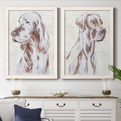 «Sitting Dog III», ensemble de 2 reproductions d'art encadrées