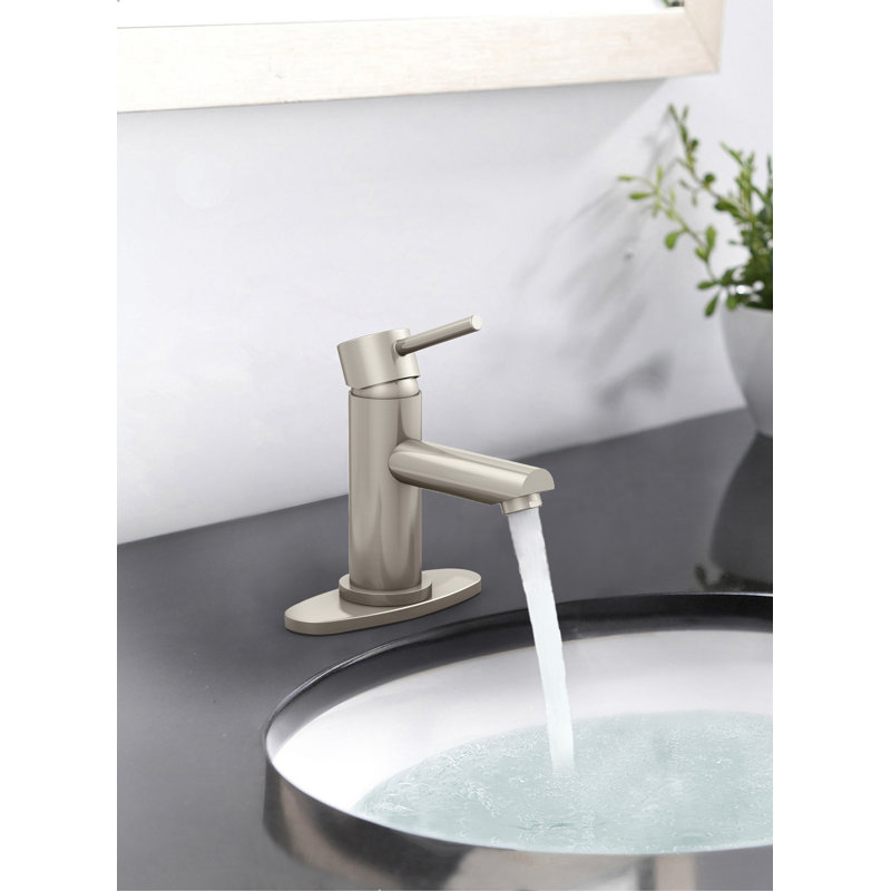 Single-handle Bathroom Faucet with Drain Assembly, Brushed Nickel
