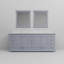 Meuble-lavabo double gris foncé 84 po X P 22 po D, plateau en marbre de Carrare et Miroirs