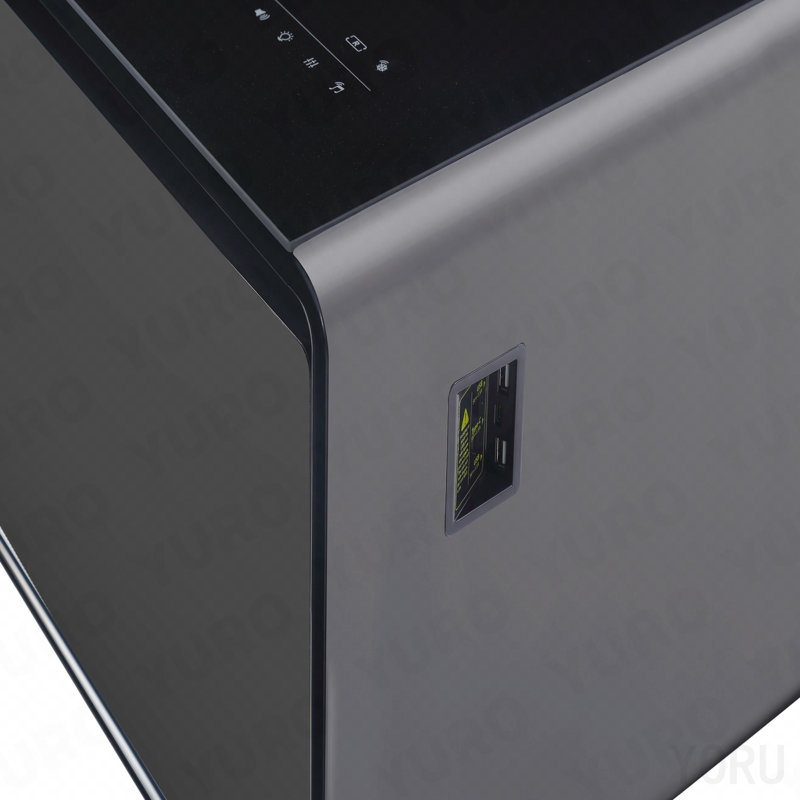 Table basse moderne intelligente avec réfrigérateur intégré, haut-parleurs Bluetooth, charge sans fil, prise de courant, ports USB, lumière RVB - noir
