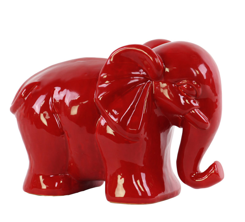 Figurine éléphant debout en céramique Himrod, Rouge, H 4,5 po x l 6 po x P 3 po
