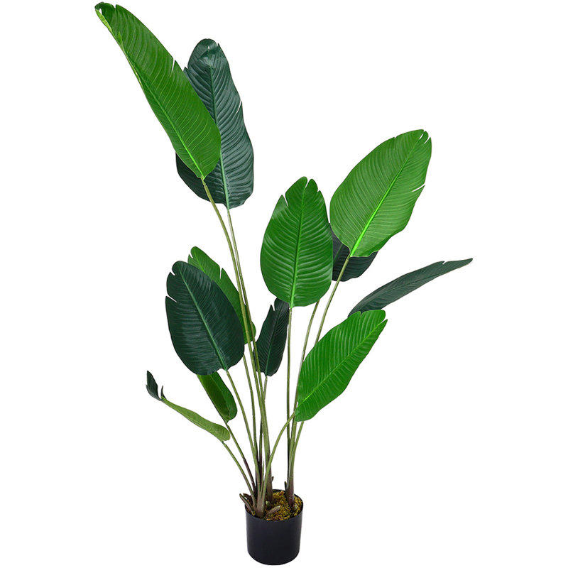 160 cm Tall Artificial Banana Leaf Tree Faux Large Plants in Pot, 180cm H x 35cm W x 35cm D