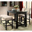 Table de salle à manger à hauteur de comptoir classique - noir antique, base en bois massif, design rustique noir, poutre centrale