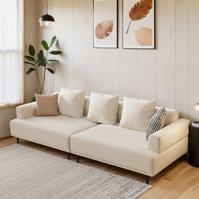 Canapé modulaire modulaire Cloud, canapé surdimensionné pour quatre personnes de 109,44 po, convenant aux salons et aux bureaux, canapé en lin et coton beige.