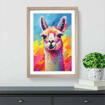 Llama Colour Field - Single Picture Frame Print on Wood