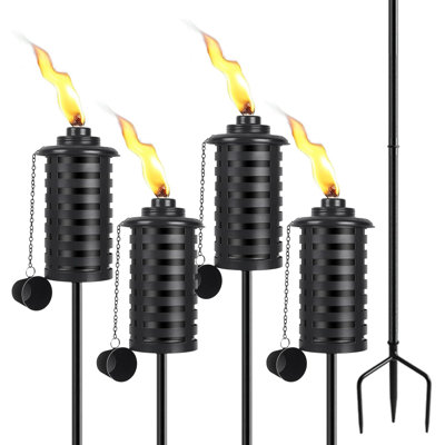 4-pack Citronella Garden Torches – 16oz Metal