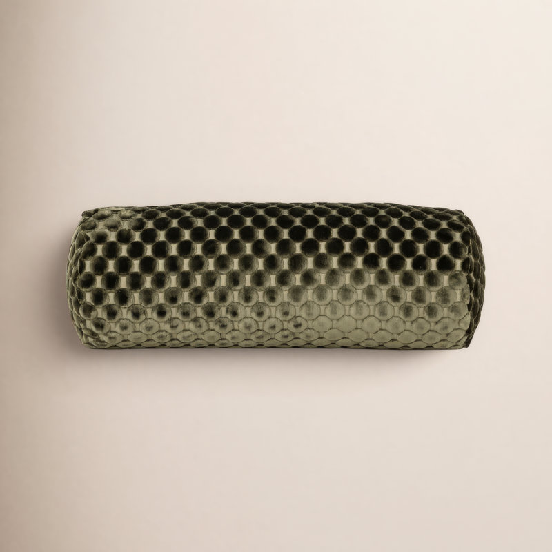Oreiller en velours Nirvan, Vert, Polyester, Traversin H 8 po x l 21 po