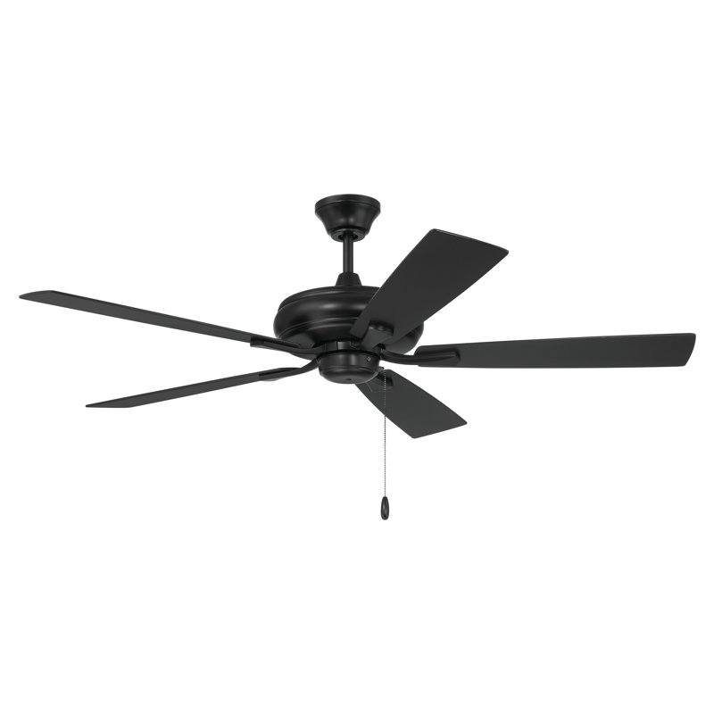 Eos 52" Ceiling Fan with Pull Chain, Matte Black, Gray Wood