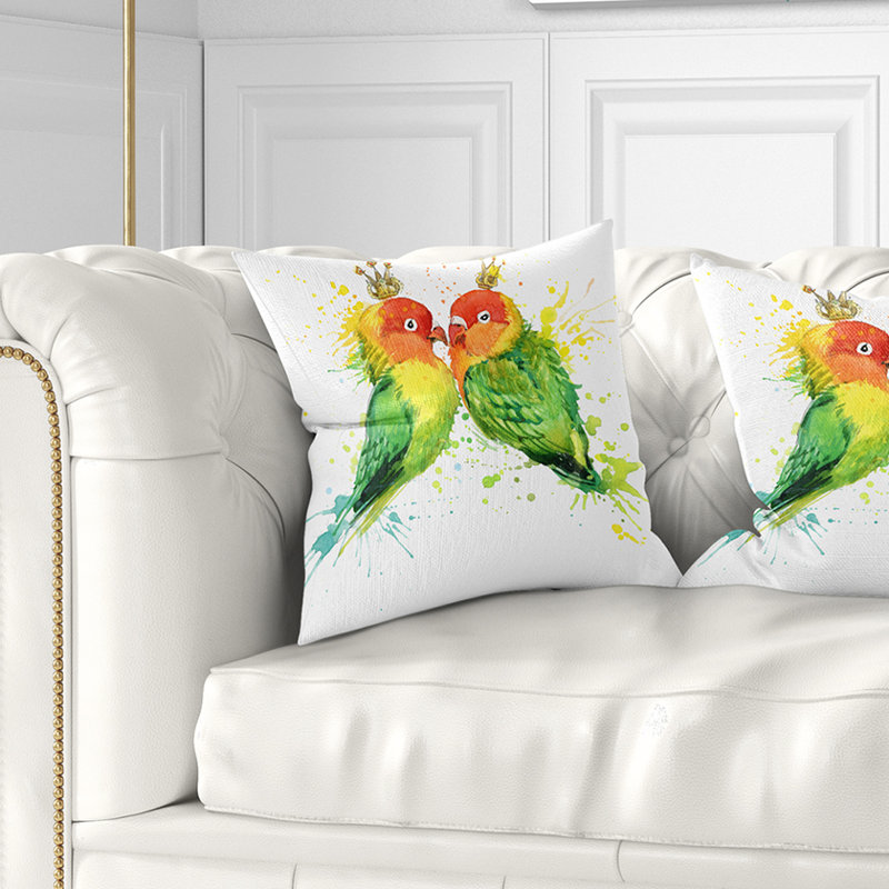 Coussin perroquets de la famille animal aquarelle, 16 po x 1 po, Coussin décoratif