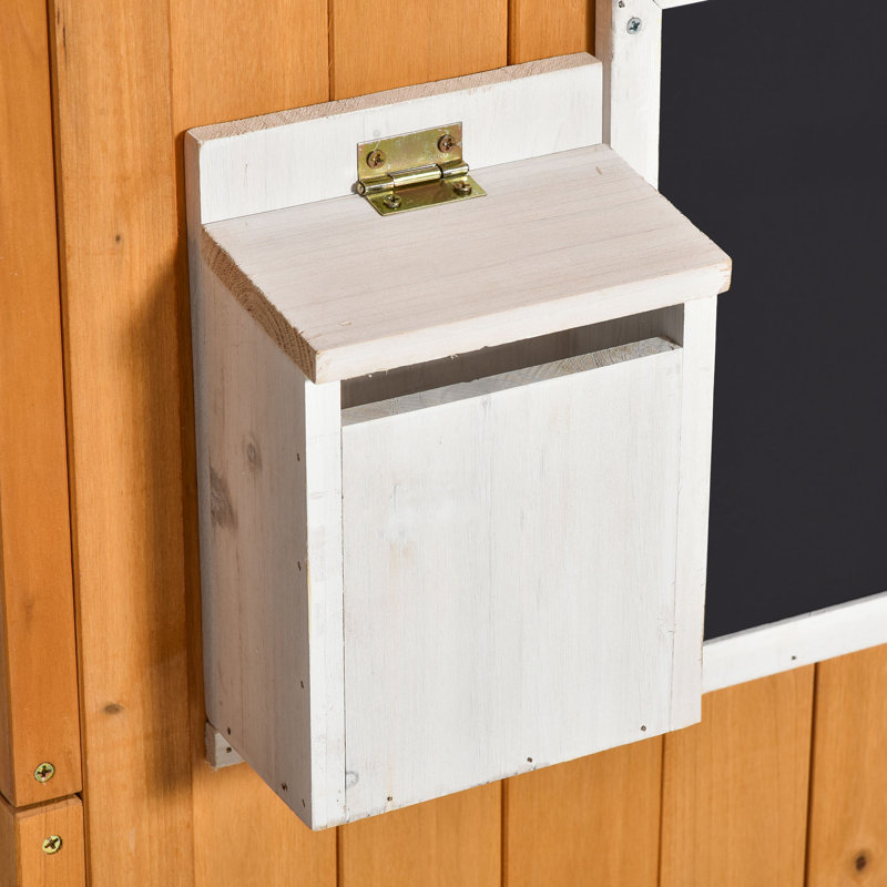 Outsunny Wooden Kids Playhouse with Bench and Flower Pot Holder