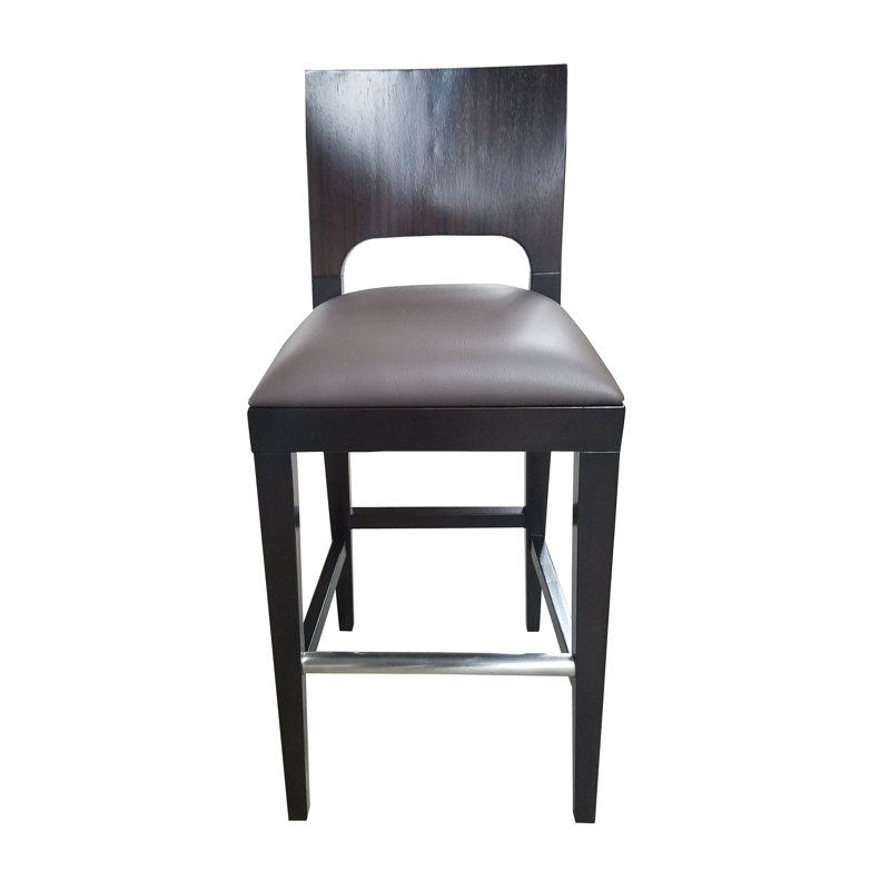 Upholstered Counter Stool with Solid Wood Frame