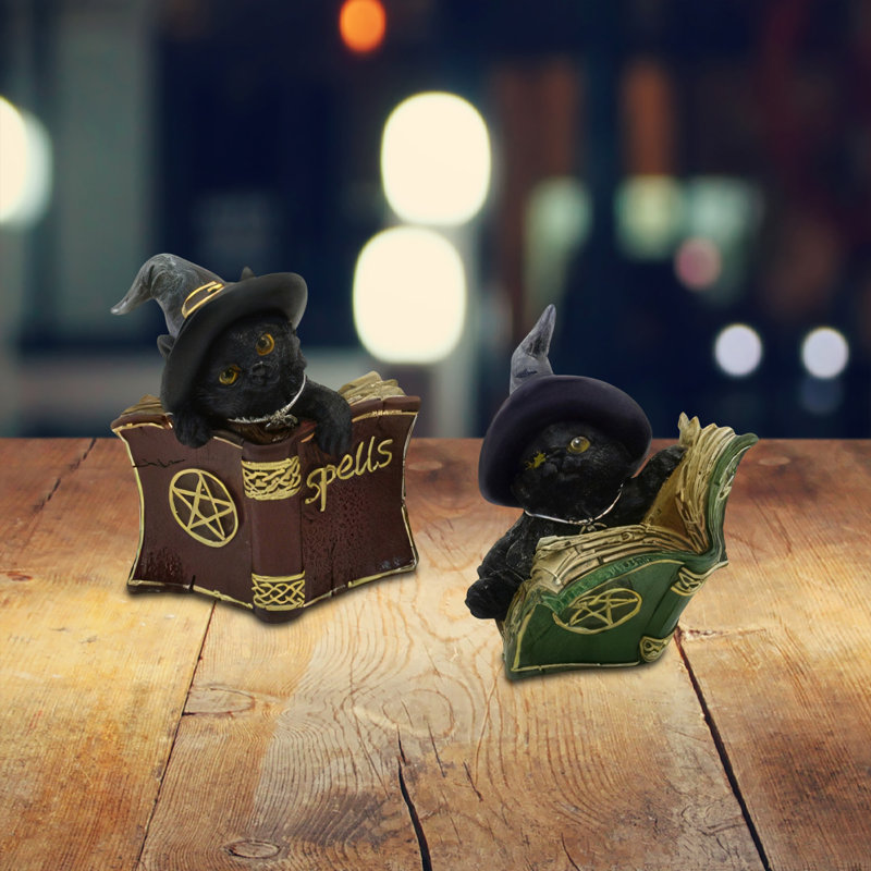 3.25"H 2-PC Cat Reading Figurine Set