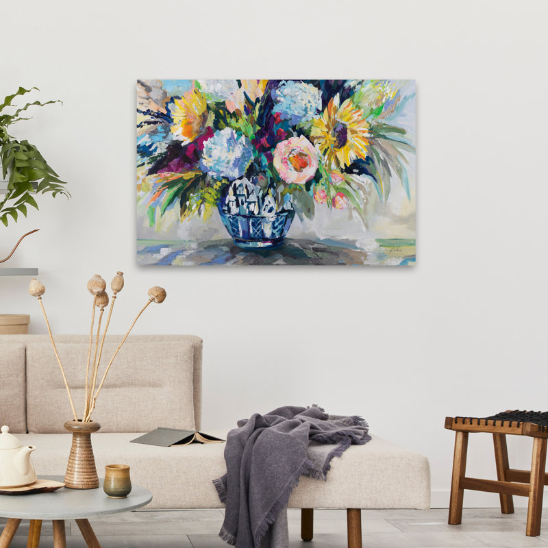 Bleu et bouquet gingembre Pop Art, H 24 po x l 36 po