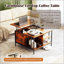 Table basse à plateau relevable Farmhouse avec hauteur réglable et rangement, centre multifonctionnel pour la famille avec compartiment caché et 3 tablettes