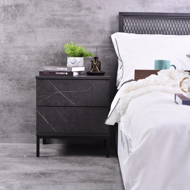 Blunt 50 cm W Bedside Table, Grey