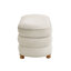 Banc de rangement crème ovale avec pieds en bois