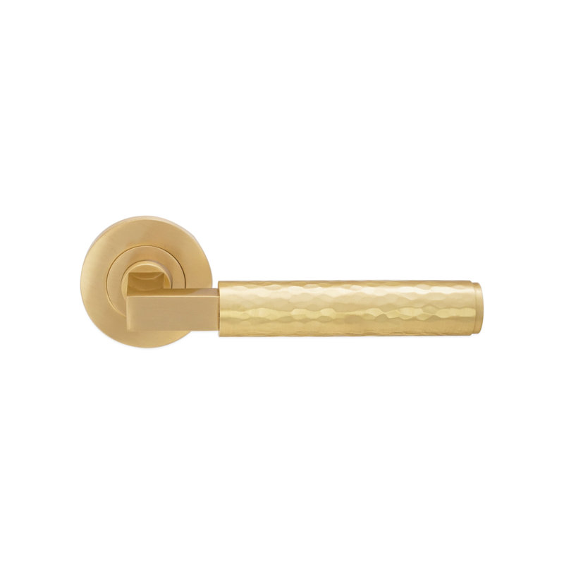 Hammered Knurlmond Lever on Rose, Satin Brass