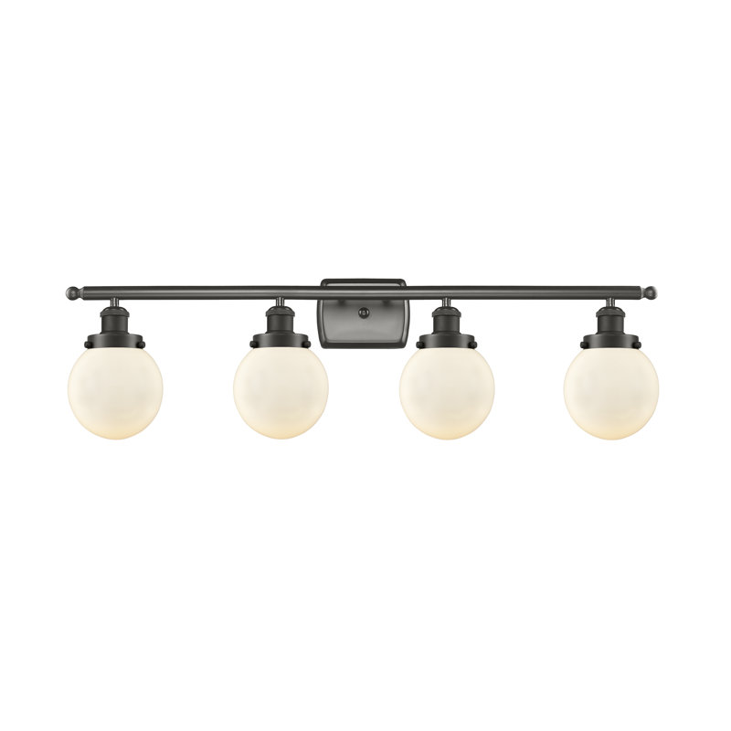 Éclairage pour meuble-lavabo 4 lumières Chippewa, Noir mat, Blanc mat, Incandescent