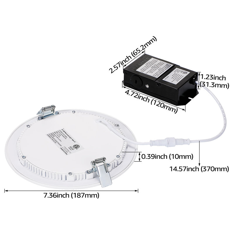 Plafonnier encastré ultra-mince à DEL 6 po, intensité variable 13,5 watts, 2700 K, Blanc