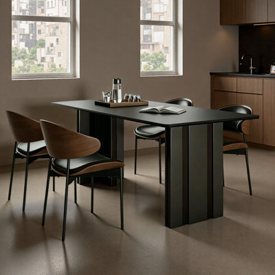 Modern Black Rectangular Dining Table