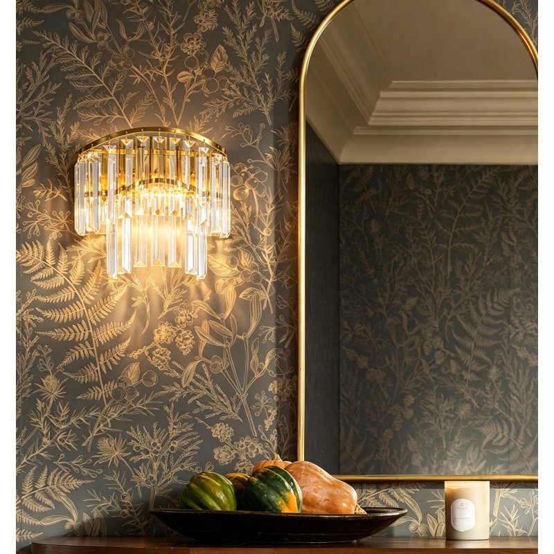 1-Light crystal Gold wall sconce for Bathrooms