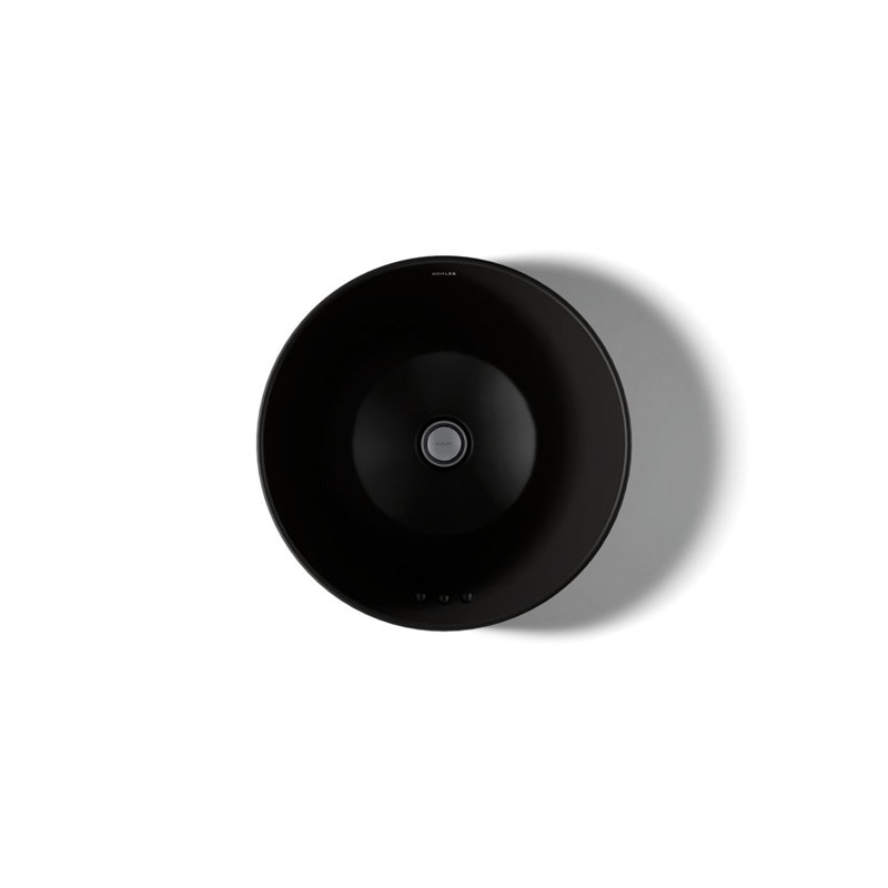 Vox® Vitreous China Circular Vessel Bathroom Sink with Overflow, Black Black