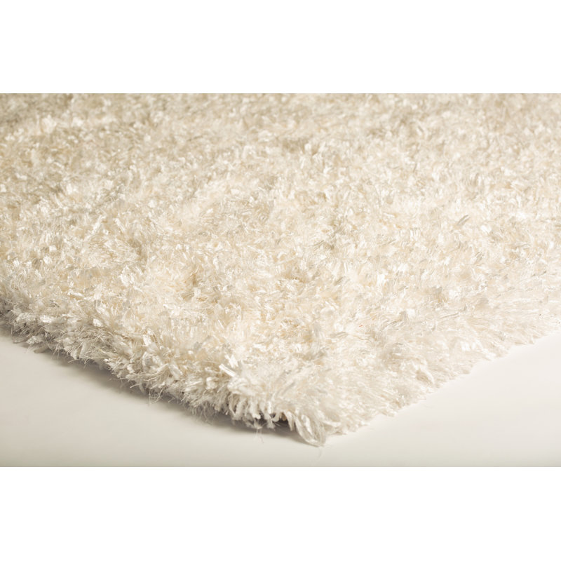 Tapis blanc en coton touffeté fait main Mcnulty, Rectangle 5 pi x 7 pi