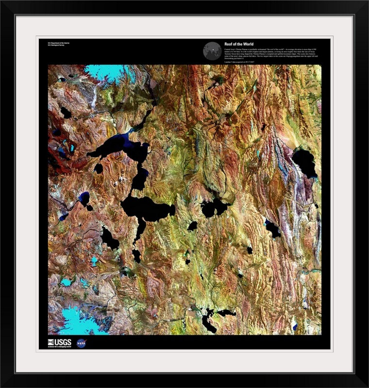 « toit of the world-usg earth », impression, Cadre noir, H 32 po x l 32 po x P 1 po