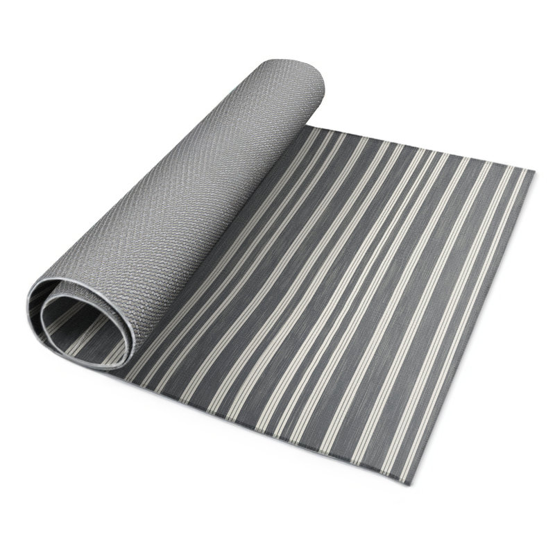Tapis intérieur / extérieur gris HorizontalStripes, Rectangle 9 pi x 12 pi