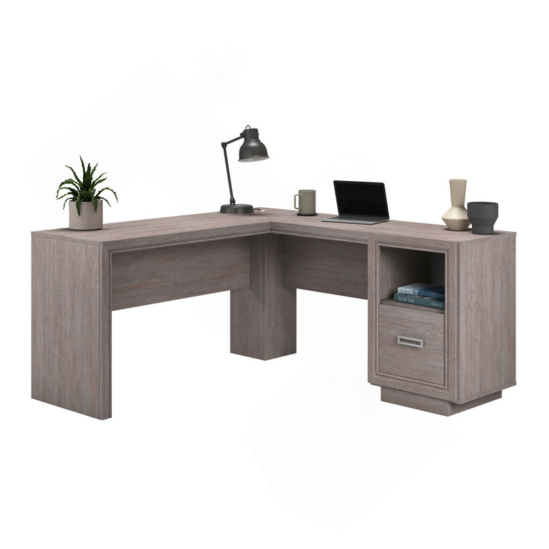 Bureau en L, finition brune