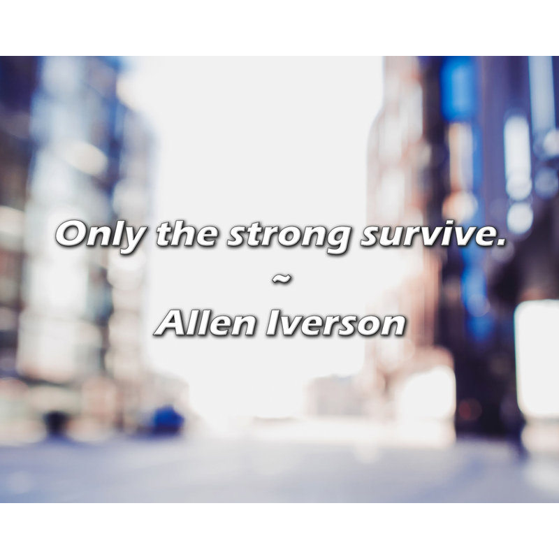 Citation artistique «Seuls les forts survivent». Toile tendue par Allen Iverson Gallery