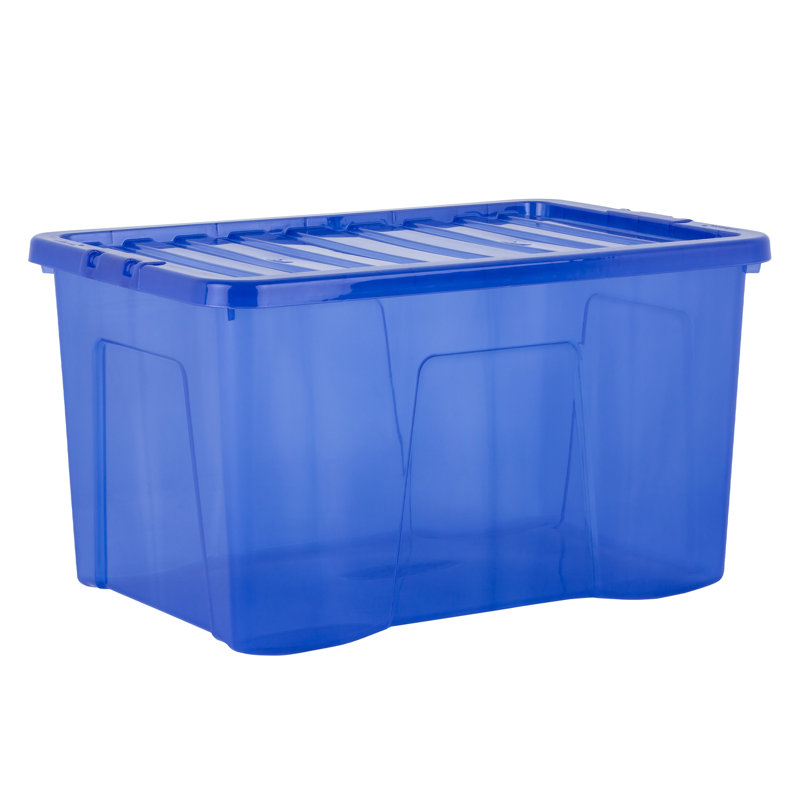 Wham Crystal 60L Plastic Storage Box Pack of 10 Tint Spectrum Blue